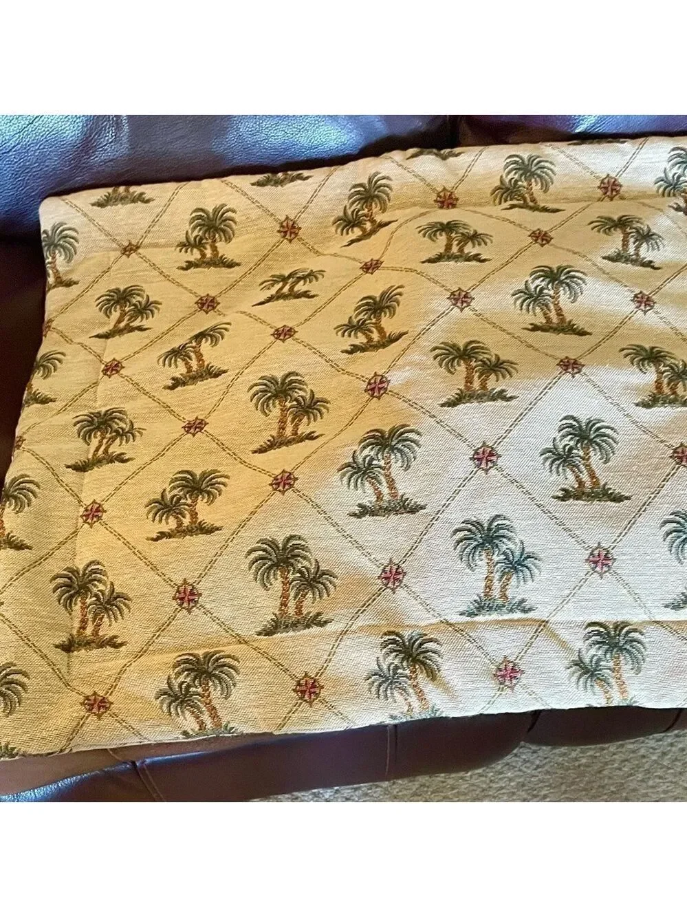 Pillow Cover, Wilkinson Textiles, Custom Made Palm Trees, 25” x 29”.